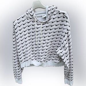 Nike Black, white,and pink Cropped Hoodie Relaxed Fit size L